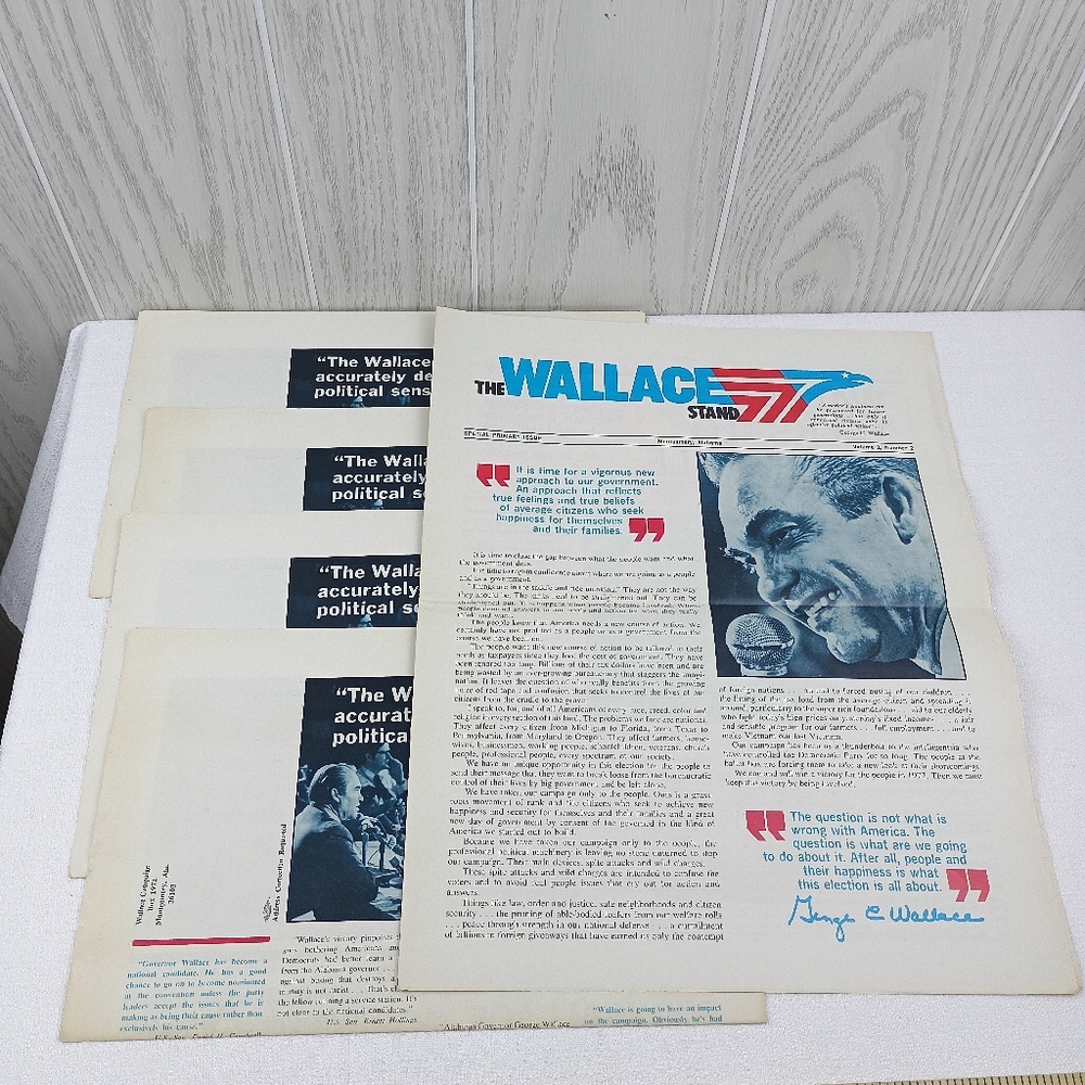 1970s WALLACE for President - "The Wallace Stand" Newspaper lot of 5